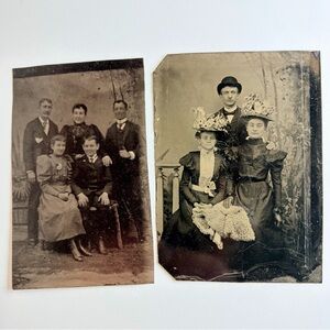 Antique Victorian Mourning Dress Tin Type Photos